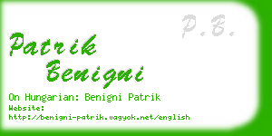 patrik benigni business card